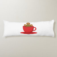 Gingerbread Man Relaxing In Hot Chocolate Red Cup