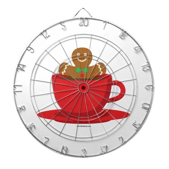 Gingerbread Man Relaxing In Hot Chocolate Red Cup Dartboard (Front)