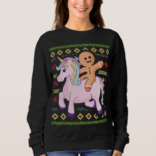 Gingerbread Man Riding Unicorn Funny Christmas Sweatshirt