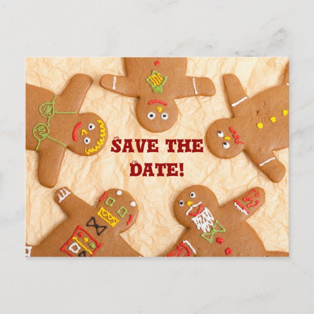 Gingerbread Man Save the Date Postcard (customise) (Front)