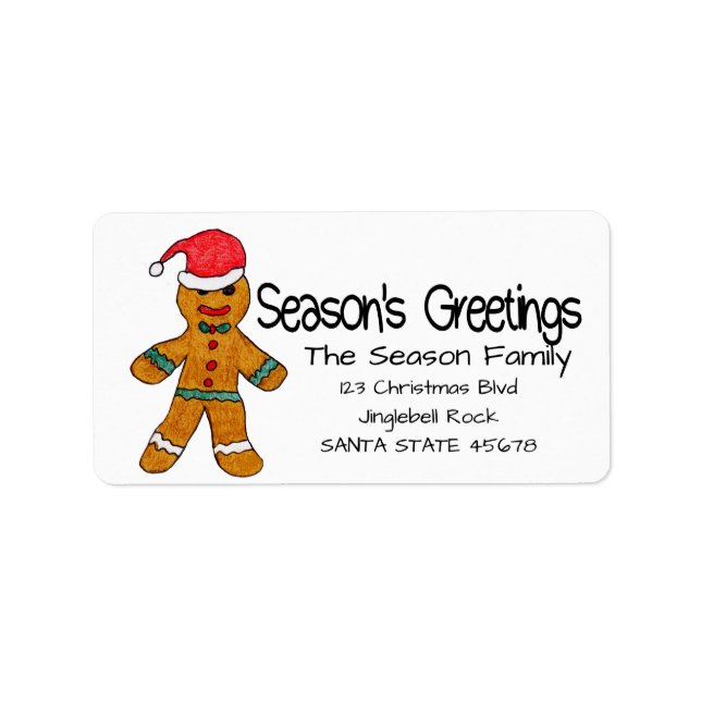 Gingerbread man  Season's Greetings Label (Front)