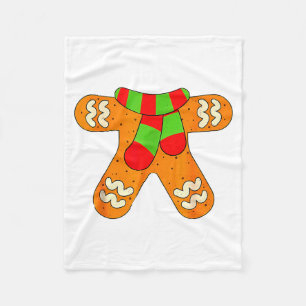 Gingerbread Man Shirt Adult Kids Men Women Cookie  Fleece Blanket