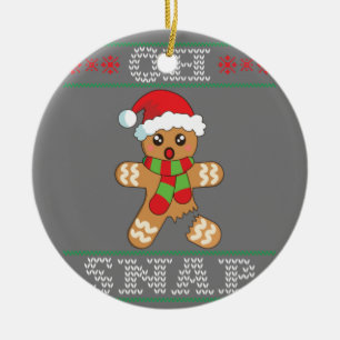 Gingerbread Man Shirt Gift Oh Snap Christmas Ugly Ceramic Tree Decoration
