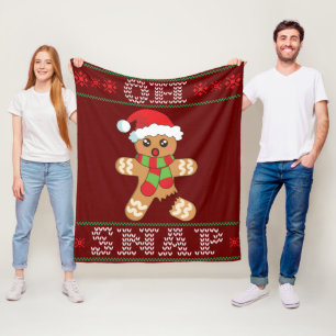 Gingerbread Man Shirt Gift Oh Snap Christmas Ugly Fleece Blanket