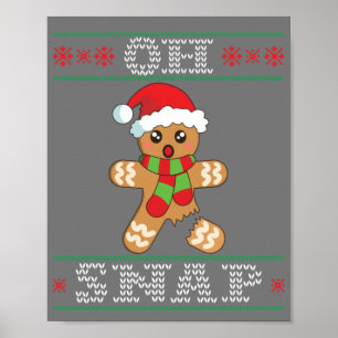 Gingerbread Man Shirt Gift Oh Snap Christmas Ugly Poster