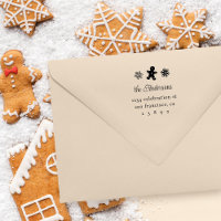 Gingerbread Man & Snowflakes Family Return Address