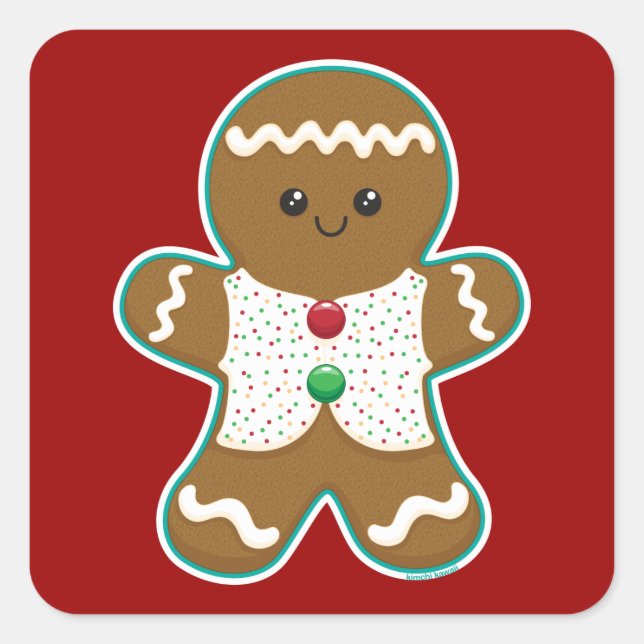 Gingerbread Man Square Sticker (Front)