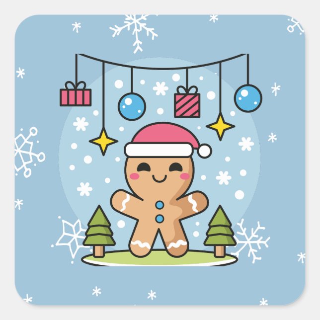 Gingerbread man square sticker (Front)