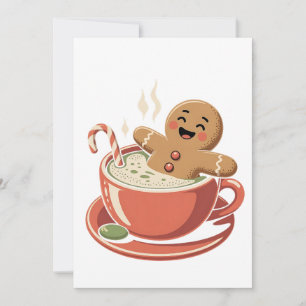 Gingerbread Man Taking a Matcha Bathub Christmas Thank You Card