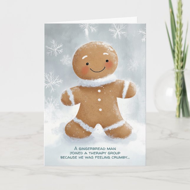 Gingerbread Man Therapy Christmas Card (Front)