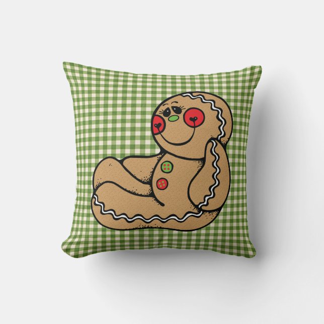 Gingerbread Man Throw Pillow (Front)