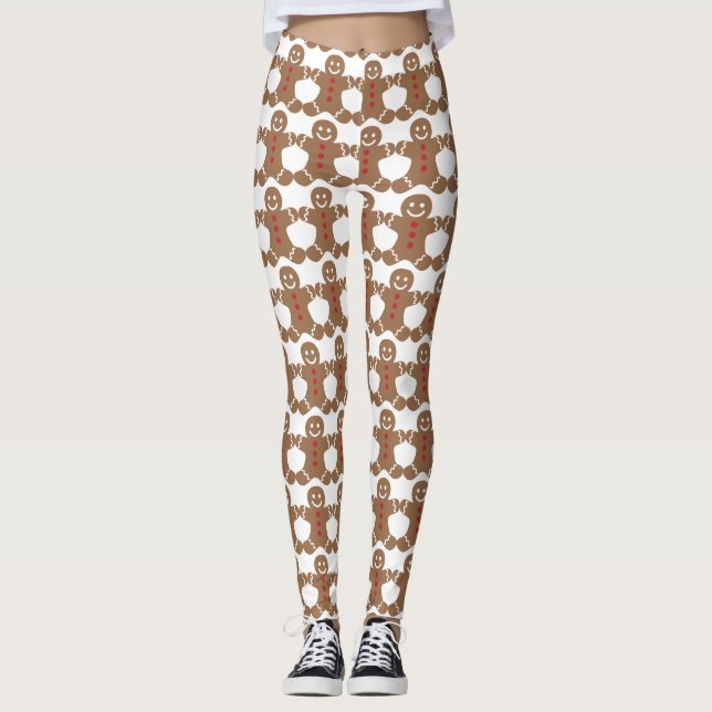 Gingerbread Man White Leggings (Front)