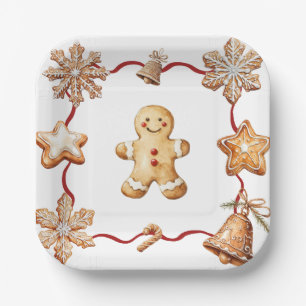 Gingerbread Man Winter Christmas Plates
