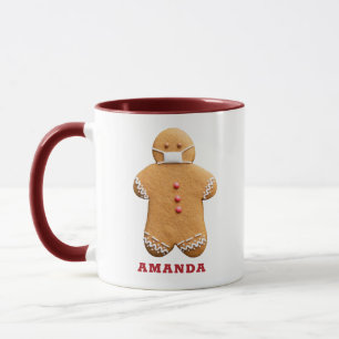 Gingerbread Man with a Mask Personalised Mug