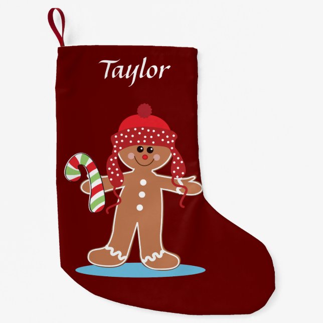 Gingerbread Man with a Smile Small Christmas Stocking (Front)