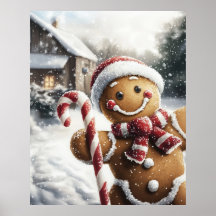 Gingerbread Man with Candy Cane Wall Art