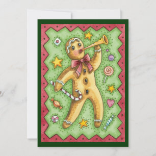 Gingerbread Man with Christmas Candy Invitation