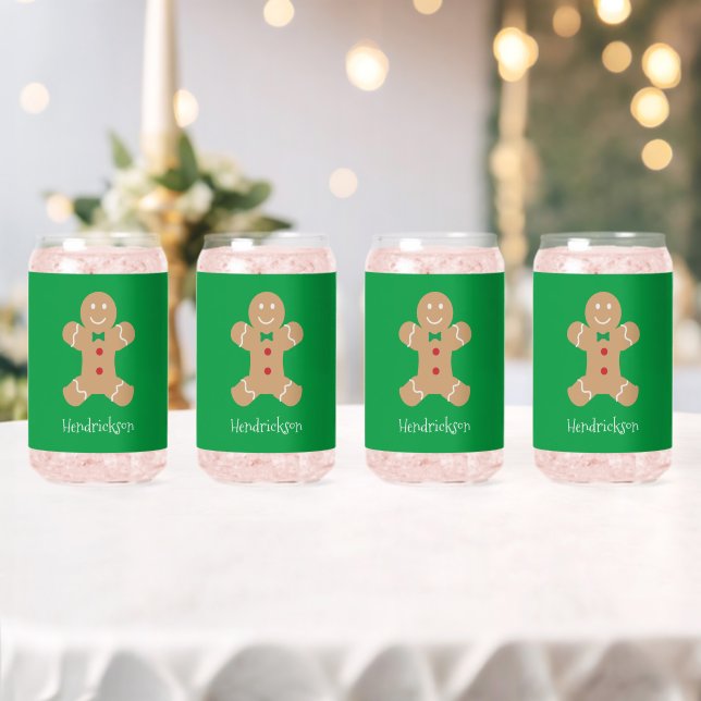 Gingerbread Man with Custom Last Name    Can Glass (Insitu (Wedding))