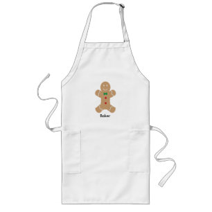 Gingerbread Man with Custom Name Long Apron
