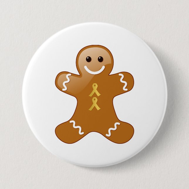 Gingerbread Man with Gold Ribbons 7.5 Cm Round Badge (Front)