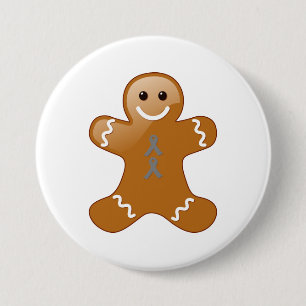 Gingerbread Man with Gray Awareness Ribbons 7.5 Cm Round Badge