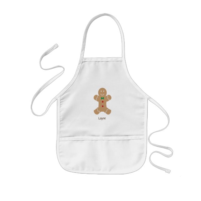 Gingerbread Man with Name Kids Apron (Front)