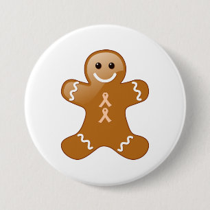 Gingerbread Man with Peach Ribbons 7.5 Cm Round Badge