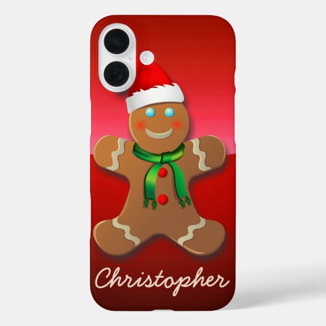 Gingerbread Man With Red Xmas Hat Case-Mate iPhone Case (Back)