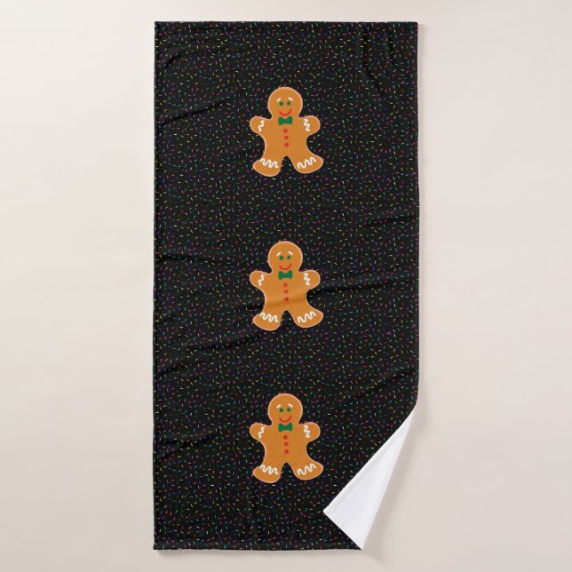 Gingerbread Man With Sprinkles Bath Towel (Bath Towel)