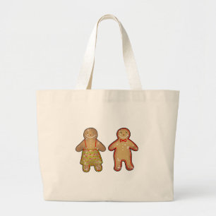 Gingerbread man & woman cookies large tote bag