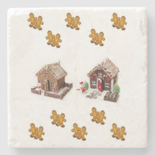 Gingerbread Marble Stone Coaster Christmas