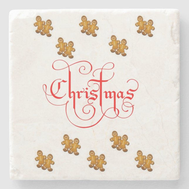 Gingerbread Marble Stone Coaster Christmas (Front)