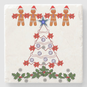 Gingerbread Marble Stone Coaster Christmas