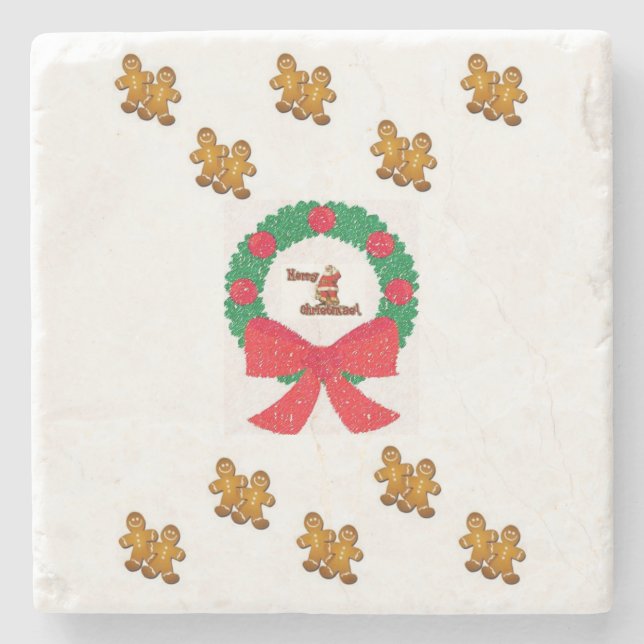 Gingerbread Marble Stone Coaster Christmas (Front)