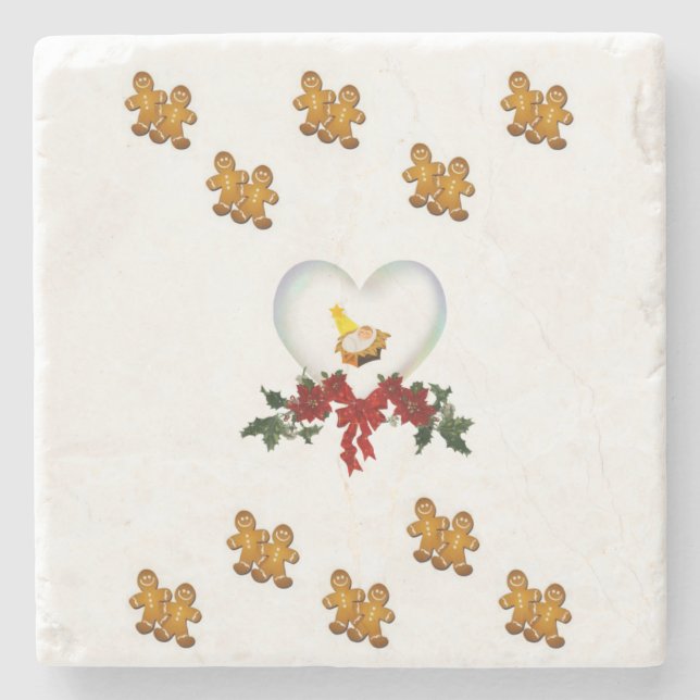 Gingerbread Marble Stone Coaster Christmas (Front)