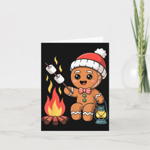 Gingerbread Marshmallow Roaster Camng Christmas Card