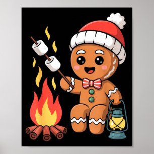 Gingerbread Marshmallow Roaster Camng Christmas Poster