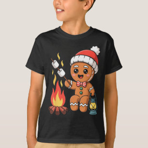 Gingerbread Marshmallow Roaster Camng Christmas  T-Shirt