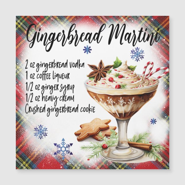 Gingerbread Martini Recipe Magnetic Card (Front)