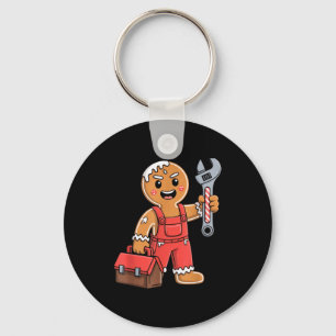 Gingerbread Mechanic Handyman Fixer Worker Christm Key Ring