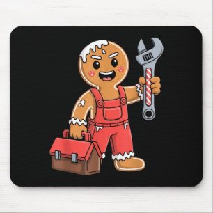 Gingerbread Mechanic Handyman Fixer Worker Christm Mouse Pad