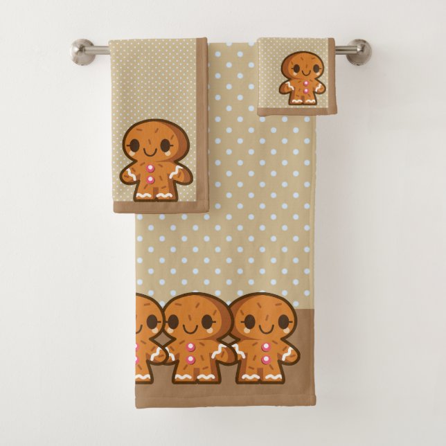 Gingerbread Men Bathroom Towel Set (Insitu)
