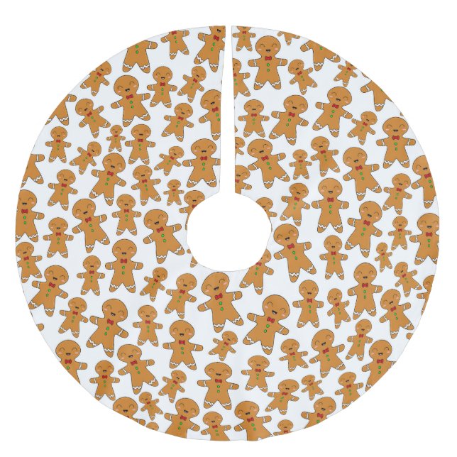 Gingerbread Men Brushed Polyester Tree Skirt (Front)