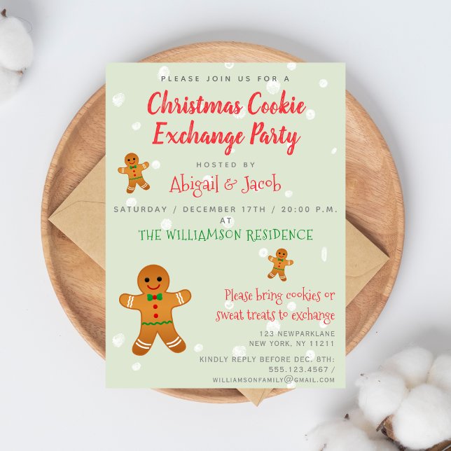 Gingerbread Men Christmas Cookie Excange Party Invitation (Creator Uploaded)