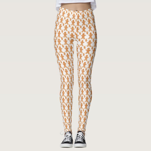 Gingerbread Men Christmas Holiday Leggings (Front)