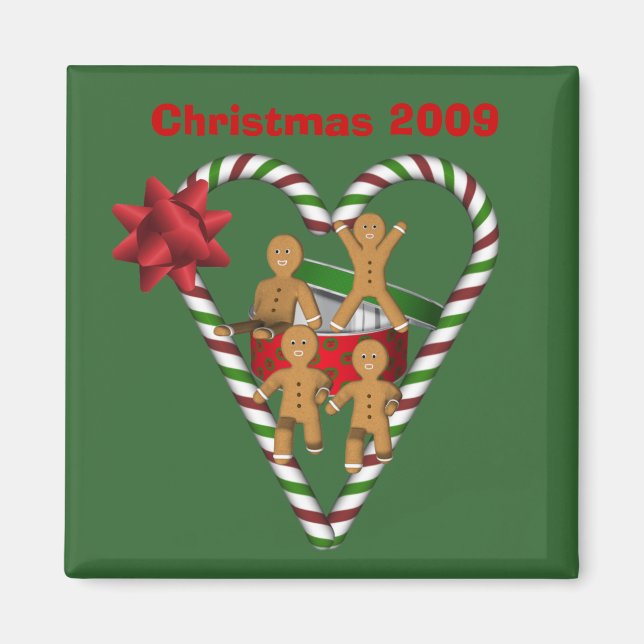 Gingerbread Men Christmas Holiday Magnet (Front)