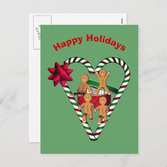 Gingerbread Men Christmas Holiday Postcard (Front/Back)