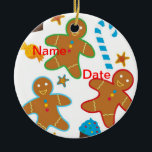 Gingerbread Men Christmas Ornament<br><div class="desc">Here you will find the most fun iornament. Bright and cheery..has cupcakes & stars too! design by babystar</div>