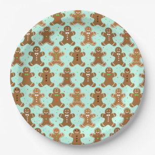 Gingerbread Men Christmas Pattern  Paper Plate