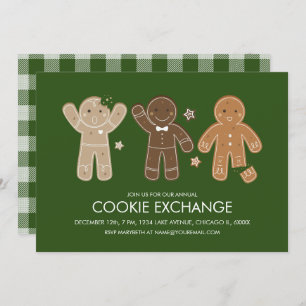 Gingerbread Men Cookie Holiday Party Invitation